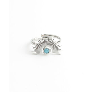 'Moonlight' Bague Argent Bleu clair - Acier inoxydable (ajustable)