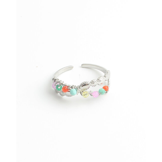 'Donna' Anillo Plata Multicolor - Acero inoxidable (ajustable)