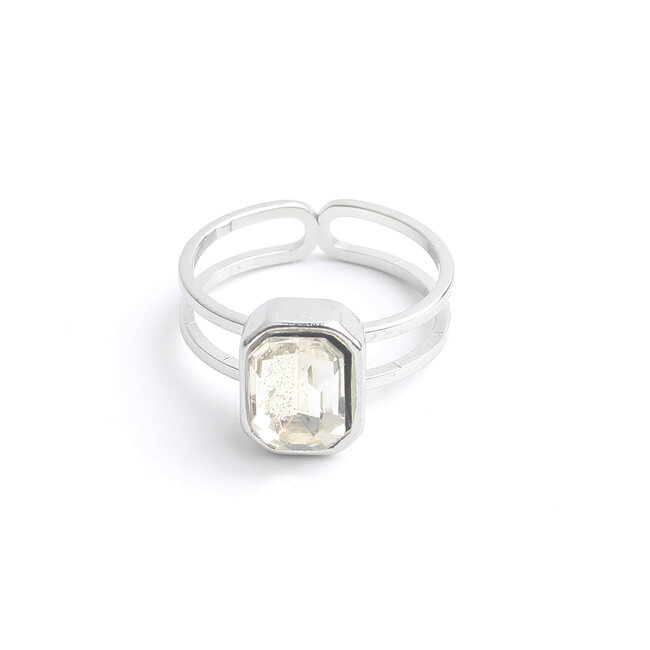 'Rinne' Anillo Plata - Acero inoxidable (Ajustable)