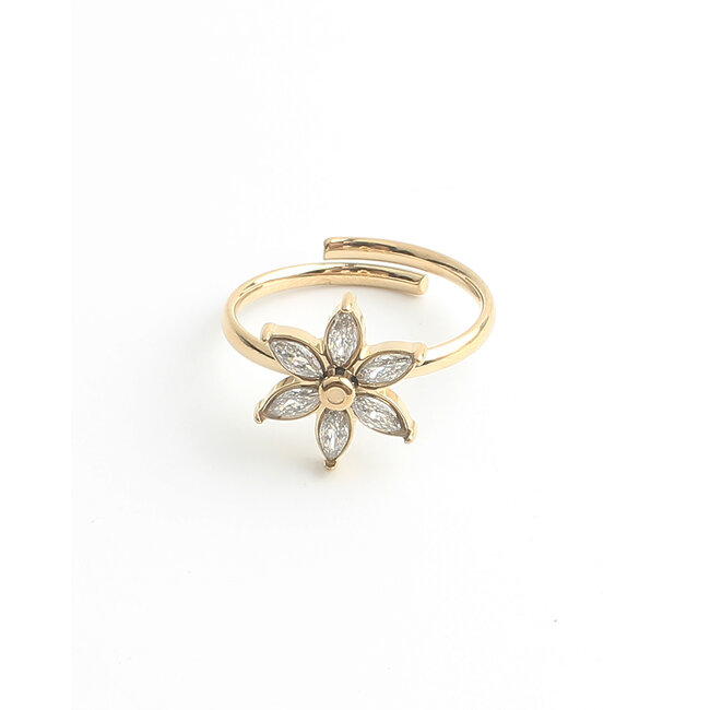 'Shiny flower' Anillo Oro- Acero inoxidable (ajustable)