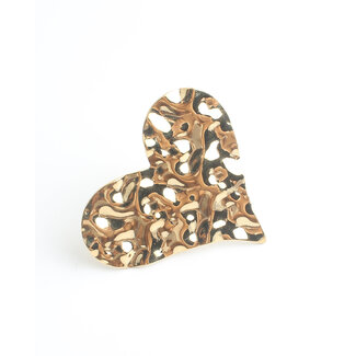 'Wavy heart' Anello Oro - Acciaio inossidabile (regolabile)