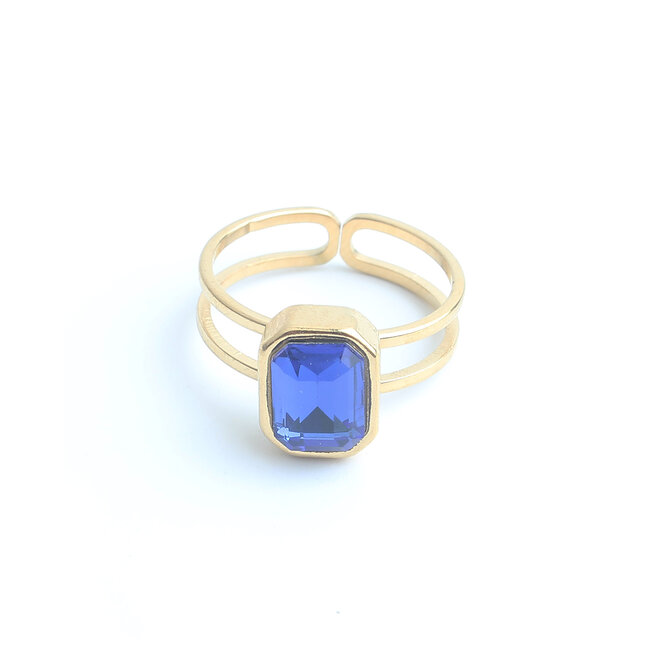 'Rinne' Anillo Oro Azul - Acero inoxidable (Ajustable)