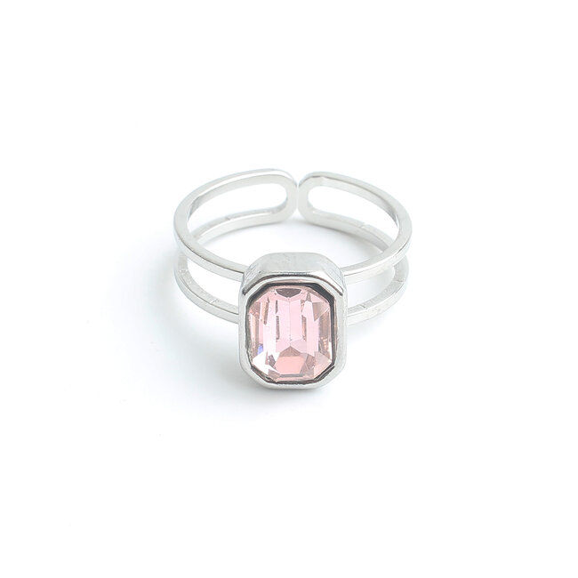 'Rinne' Anillo Plata Lila - Acero inoxidable (Ajustable)