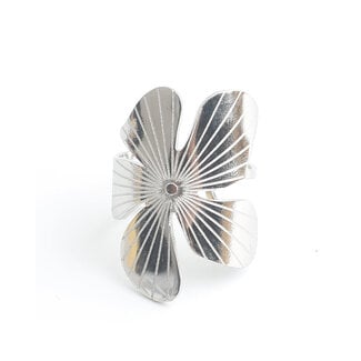 'Wild flower' Anello Argento - Acciaio inossidabile (regolabile)