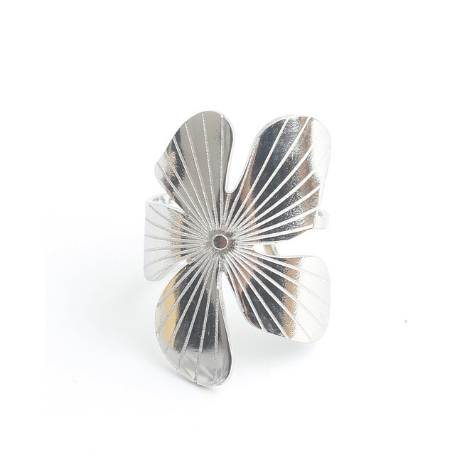 'Wild flower' Anello Argento - Acciaio inossidabile (regolabile)