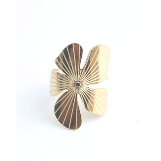 'Wild flower' Anillo Oro - Acero inoxidable (ajustable)