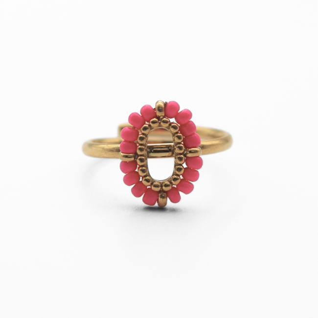 'Amity' Ring goud Pink - Stainless steel (verstelbaar)