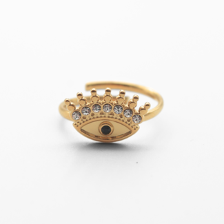 'Eye' Anello Oro - Acciaio inossidabile (regolabile)