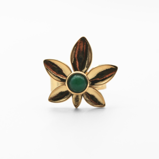 'Milana' Ring Gold Green - Stainless steel