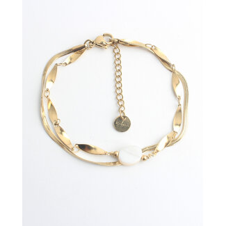 'Noralie' Bracelet Gold White - Stainless steel