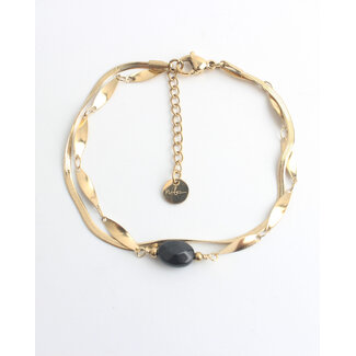 'Noralie' Bracelet Gold Black - Stainless steel