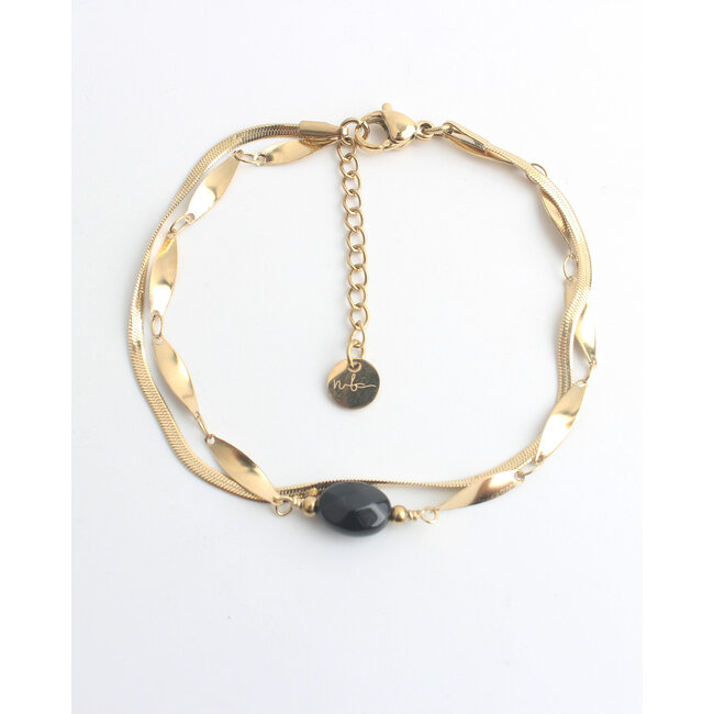 'Noralie' Bracelet Gold Black - Stainless steel