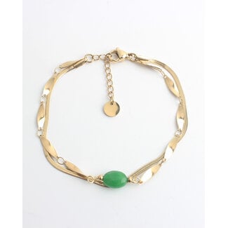 'Noralie' Bracelet Or Vert - Acier inoxydable