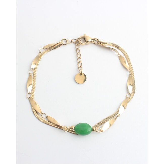 'Noralie' Bracelet Or Vert - Acier inoxydable