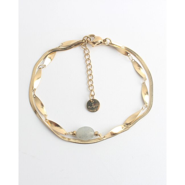 'Noralie' Bracciale Oro Labradorita - Acciaio inossidabile