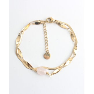 'Noralie' Bracelet Gold Pink - Stainless steel