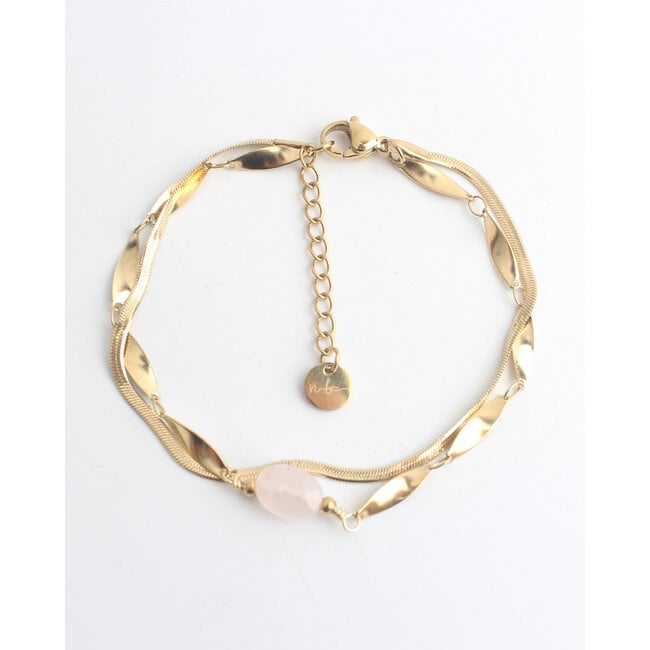 'Noralie' Bracelet Gold Pink - Stainless steel