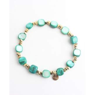 'Esma' Armband Goud Turquoise - Stainless steel