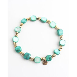 'Esma' Bracelet Gold Turquoise - Stainless steel