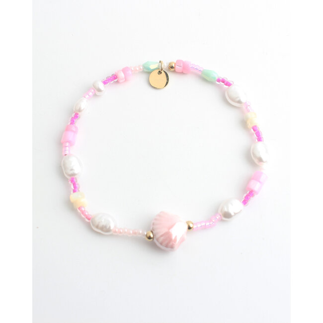 'Raina' Bracciale Perla Rosa - Acciaio inossidabile