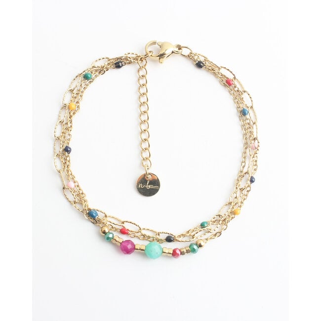 'Maribel' Bracelet Gold Multicolor - Stainless steel