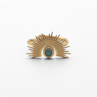 'Moonlight' Ring Gold Light blue - Stainless steel (adjustable)