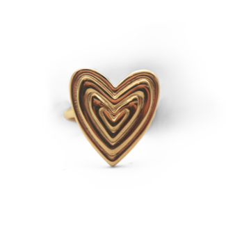 'Groovy heart' Ring Goud - Staineless steel (verstelbaar)