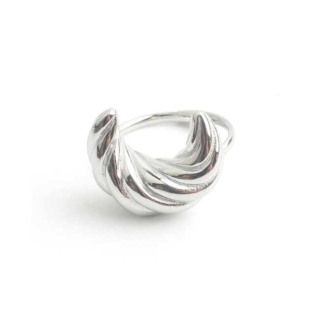 'Croissant' Anillo Plata - Acero inoxidable (ajustable)