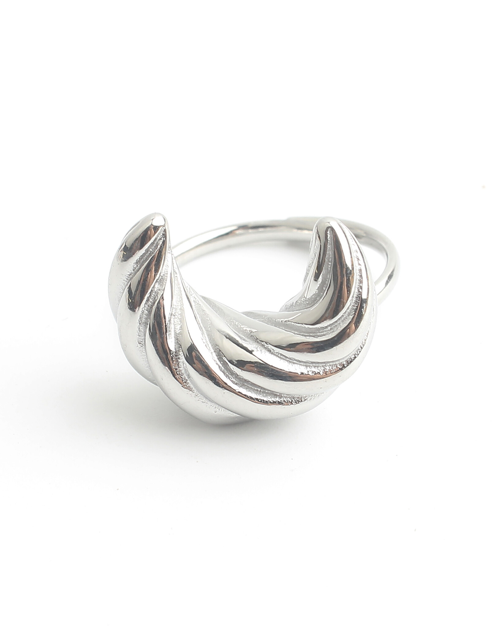 Croissant Bague Argent Acier inoxydable ajustable