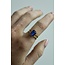 'Rinne' Bague Argent Bleu - Acier inoxydable (Réglable)