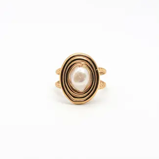 'Ensie' Ring Gold - Stainless steel (adjustable)