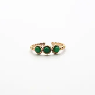 'Demi' RING GREEN - Stainless steel (adjustable)