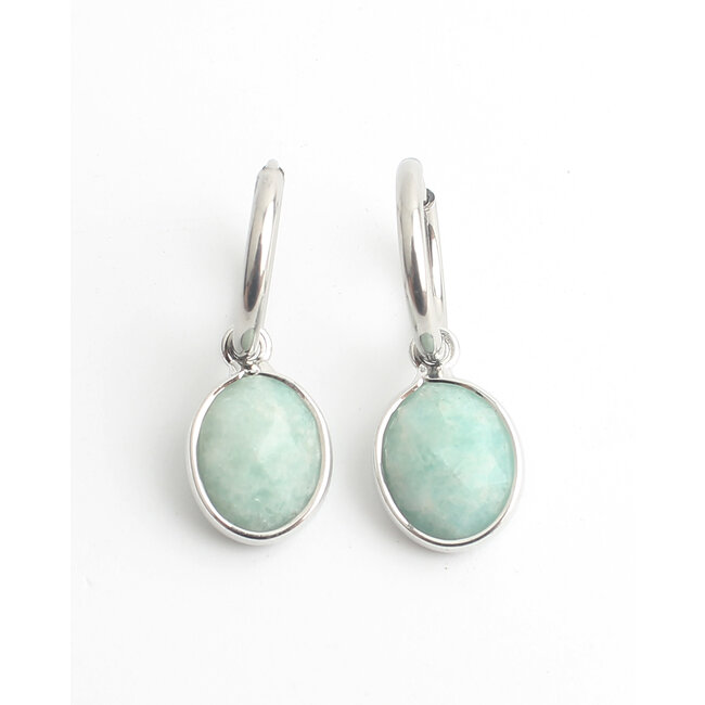 Ovally Earrings Silver Turquoise Stainless steel Notbranded