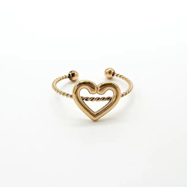 RING OPEN HEART EDELSTAHL VERSTELLBAR