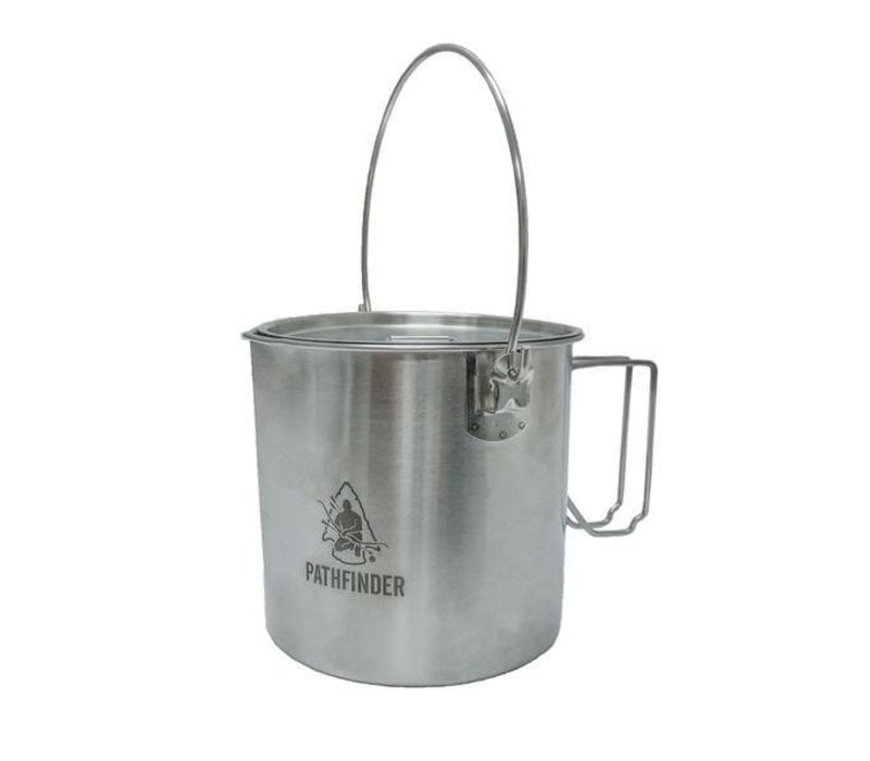 Pathfinder RVS Billy can mit deckel 1,9 liter Bushpot