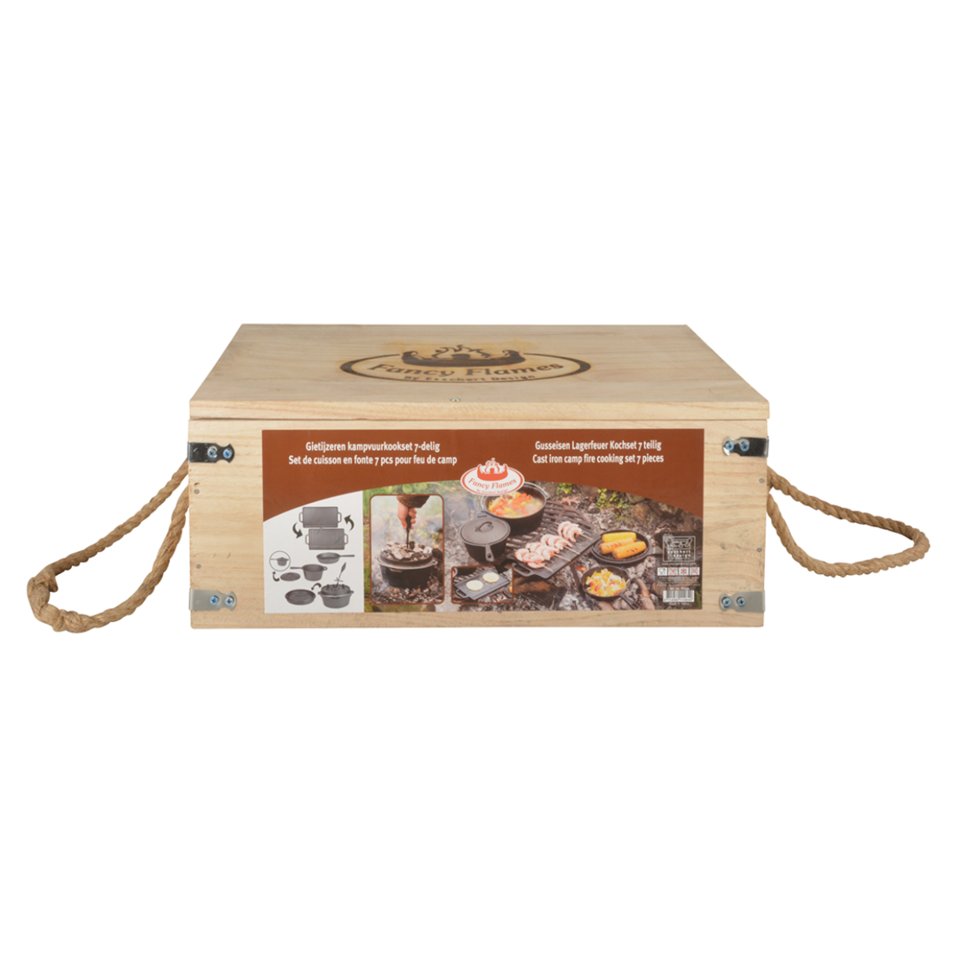 Lagerfeuer-Kochset 7-teilig Gusseisen