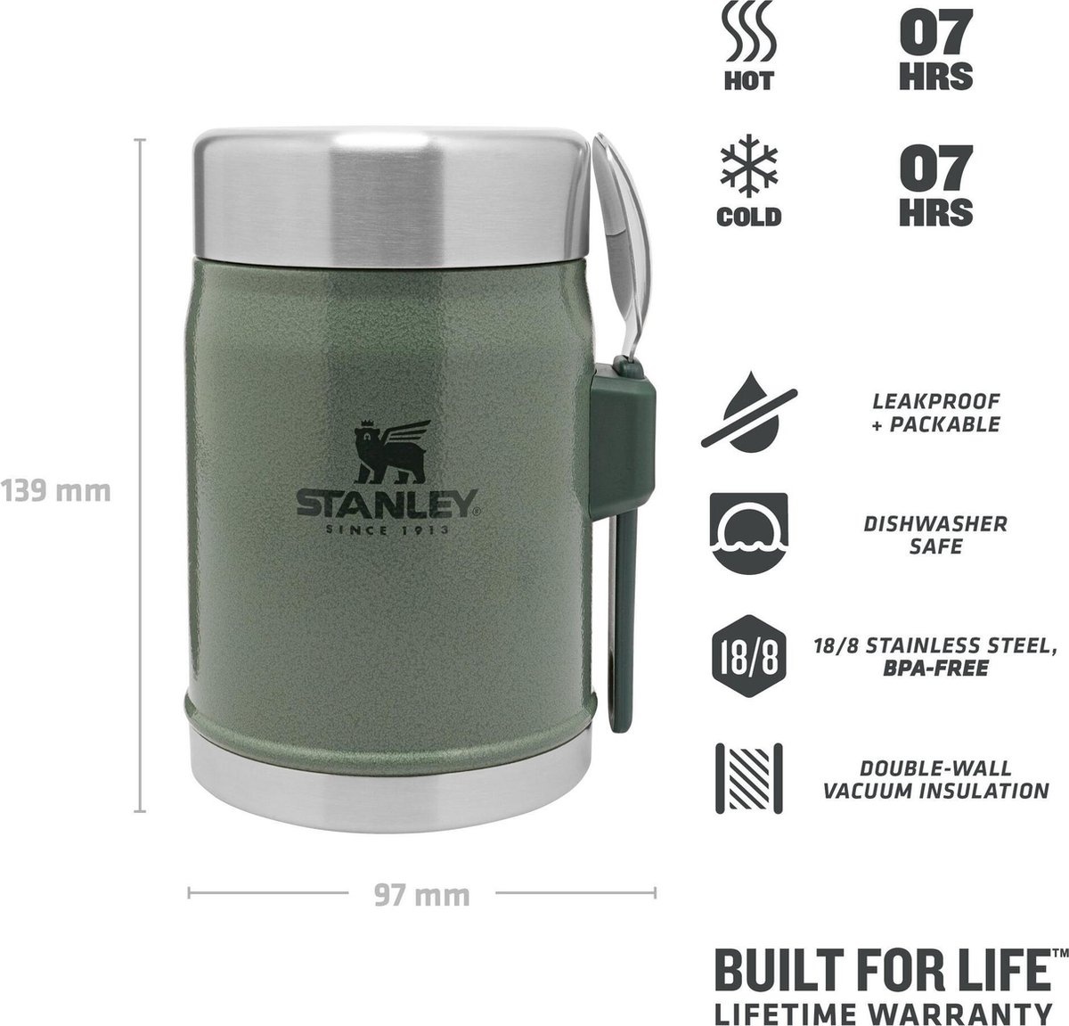 Stanley STANLEY The Legendary Food Jar en Spork 0,4L Hammertone Green