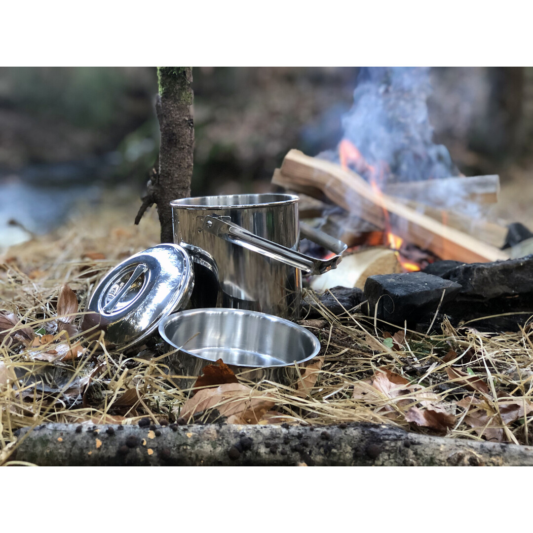 BasicNature Stainless Steel Pot 'Billy Can' 2 L