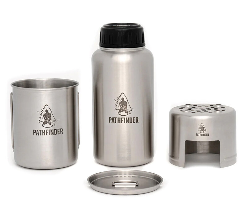 Pathfinder stainless steel Bottle Cooking Set with mug and stove