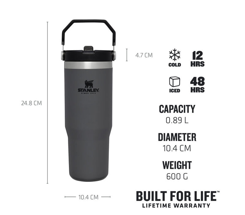 Stanley The IceFlow Flip Straw Tumbler 0.89L Charcoal
