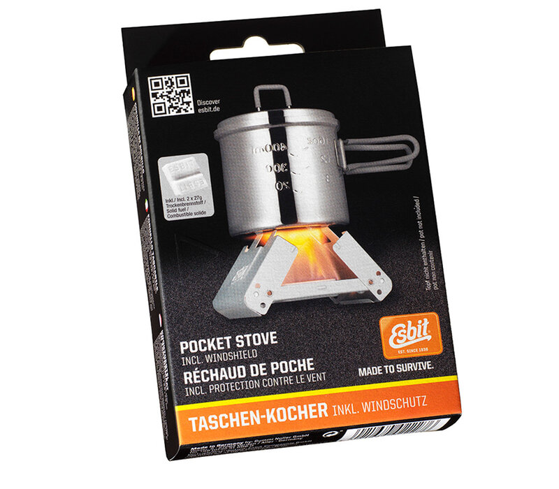Esbit Medium Pocket stove stainless steel incl. 2x27 gram solid fuel tablets