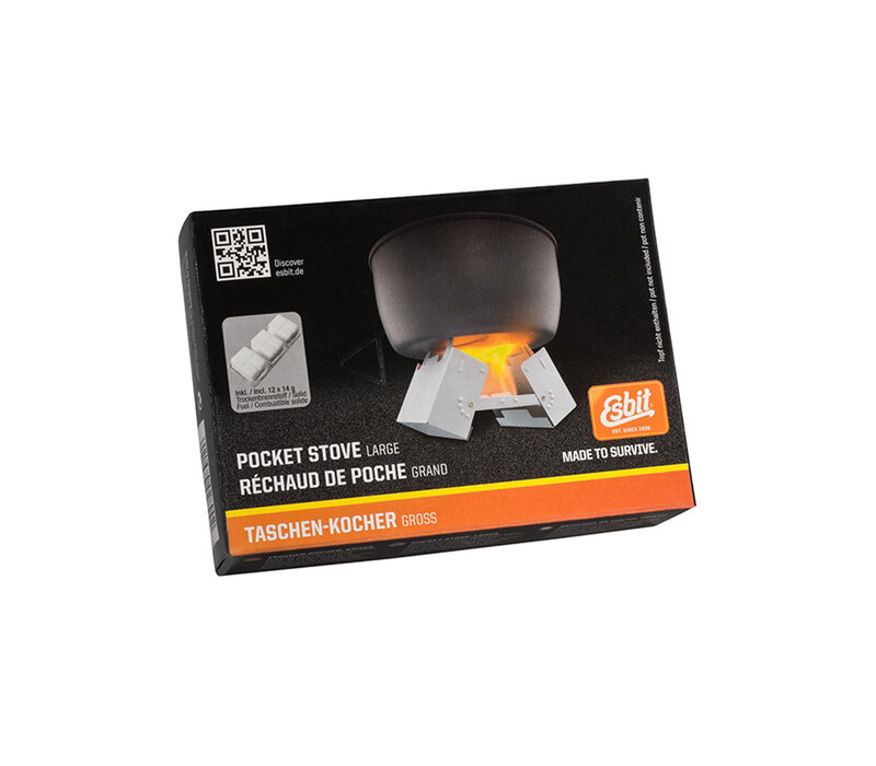 Esbit Pocket stove L rostfrei mit 12x14GR solid fuel