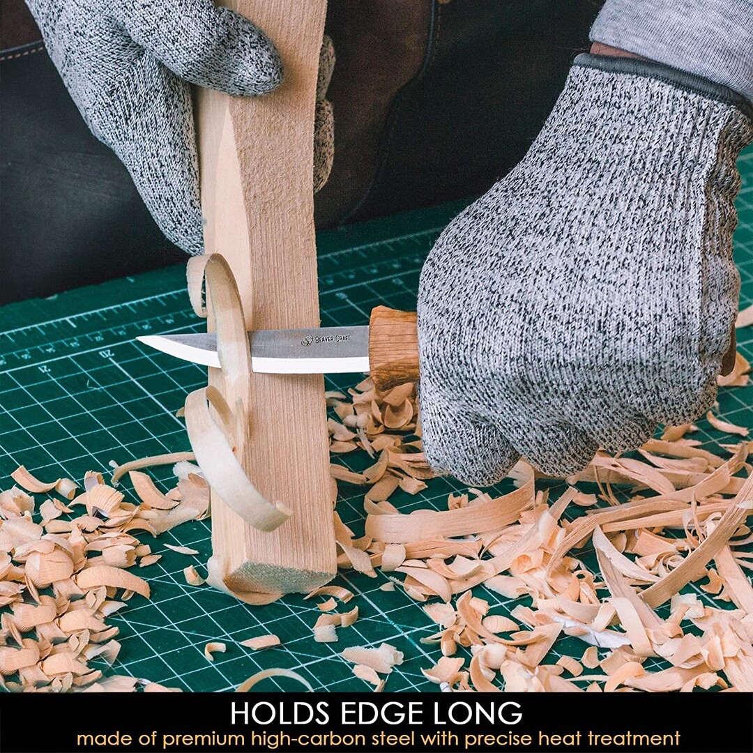 BeaverCraft C4S Whittling Knife With Leather Sheath