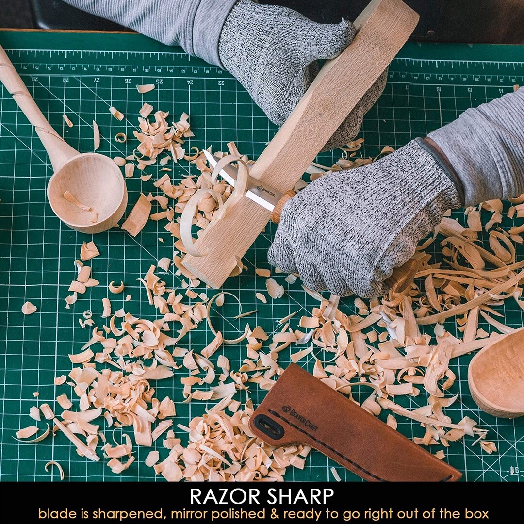 BeaverCraft C4S Whittling Knife With Leather Sheath