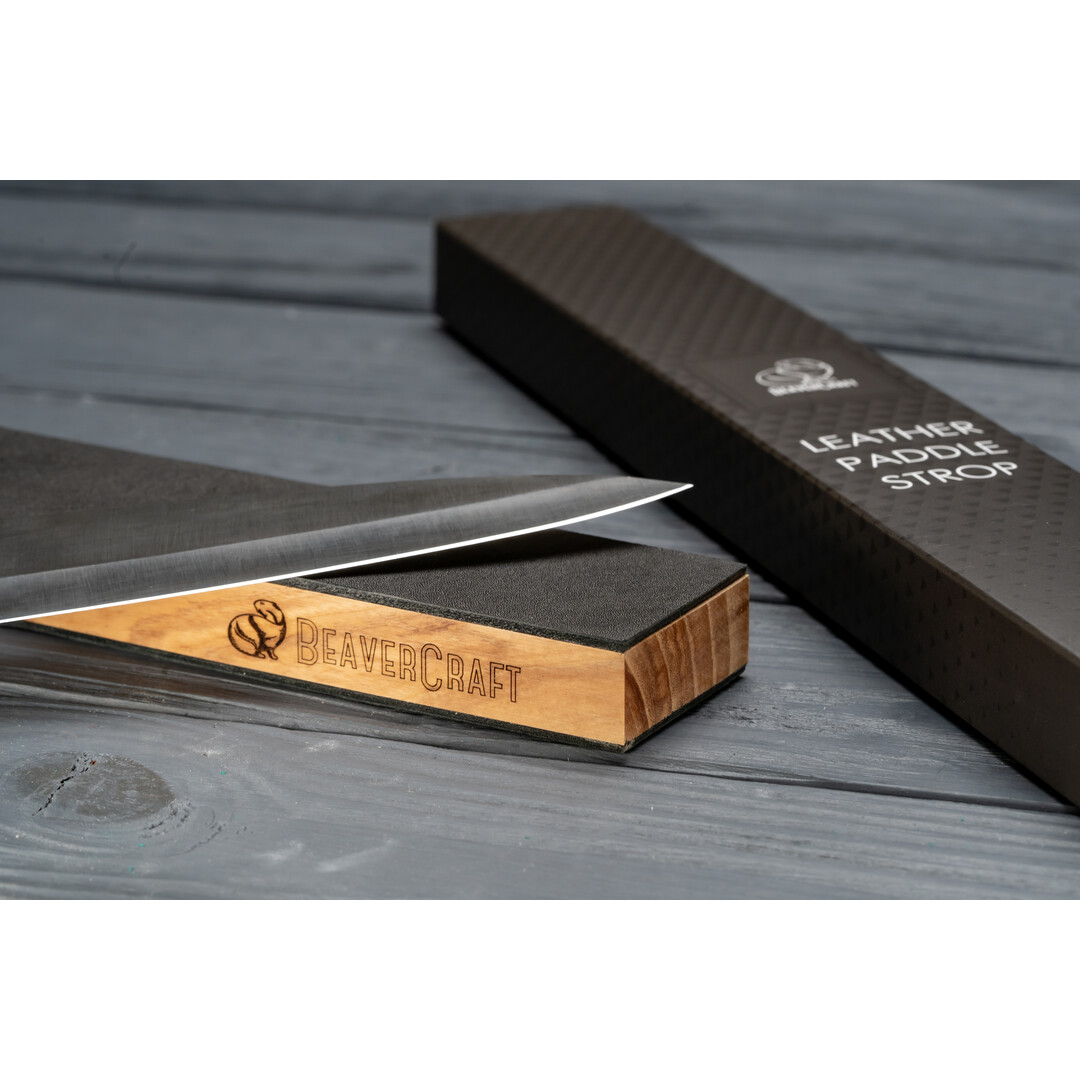 BeaverCraft LS6P1 Doppelseitiger Leder-Paddel-Streichriemen & Polierpaste