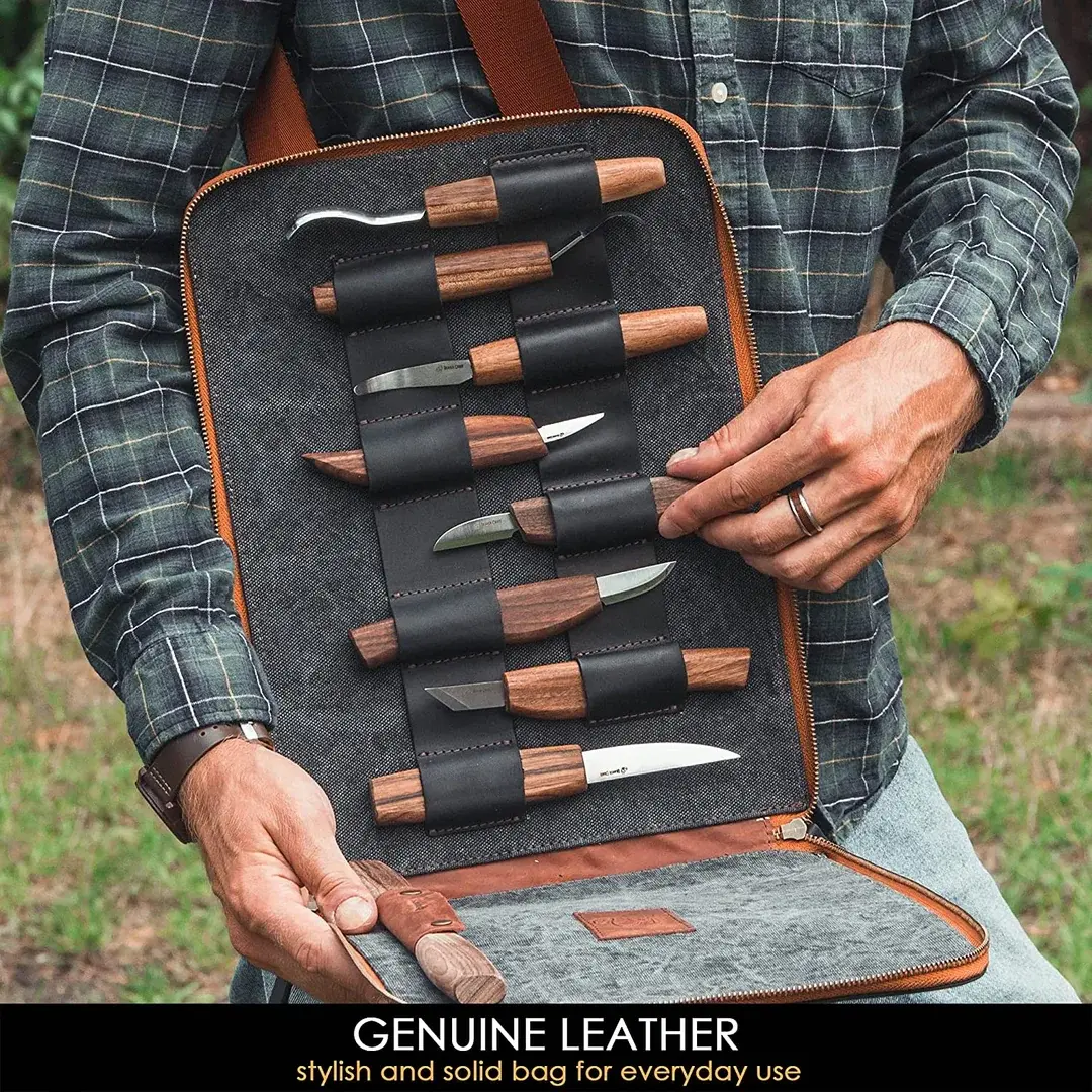 BeaverCraft S50X Deluxe 11-teiliges Holzschnitzset in Ledertasche