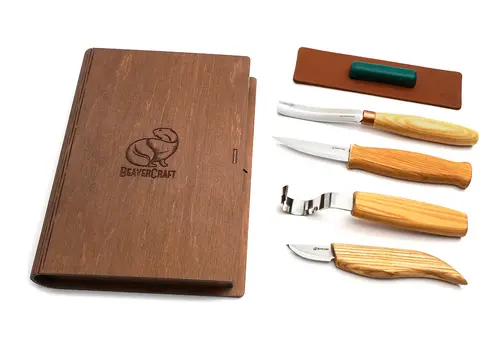 Beavercraft BeaverCraft S43 Spoon and Kuksa Carving Set in wooden storage book