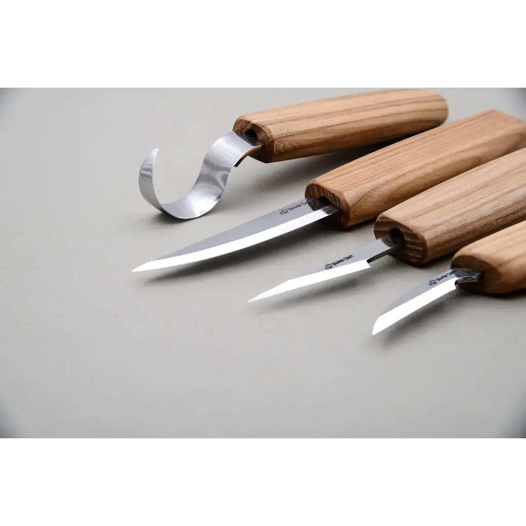 BeaverCraft S09 Woodcutting Set of 4 Knives tool roll