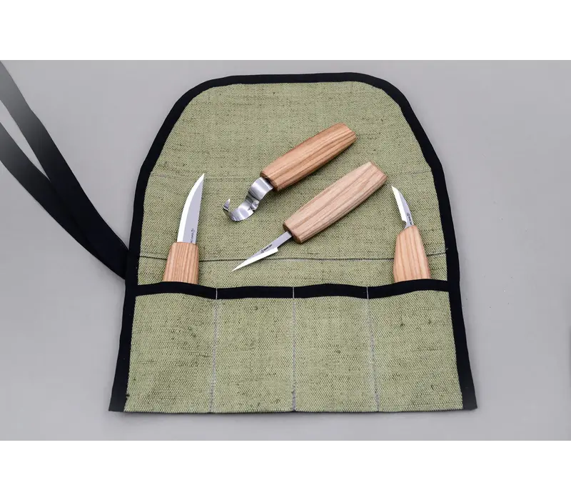 BeaverCraft S09 Woodcutting Set of 4 Knives tool roll