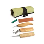 BeaverCraft S17 Löffelschnitzset mit 3 Messern im Etui aus Segeltuch